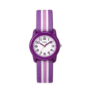 TIMEX Kids Analog Watch with Fabric Strap | Purple Pink Stripe